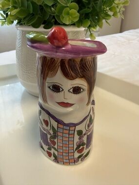 Bella Casa “Victoria “ Susan Paley Ganz hand painted ceramic girl vase.